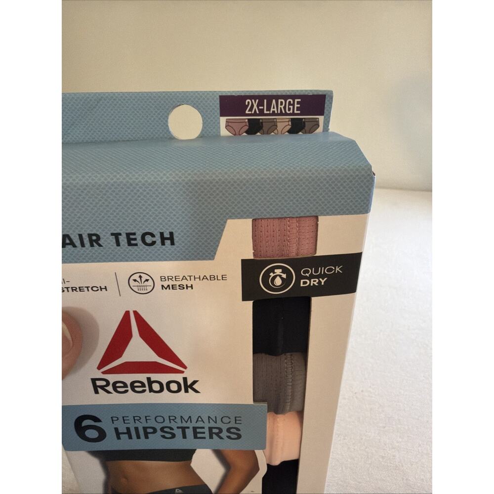 Reebok 6 Performance Hipsters Air Teck Quick Dry NIB Size 2XL Multi-Color - Picture 3 of 3